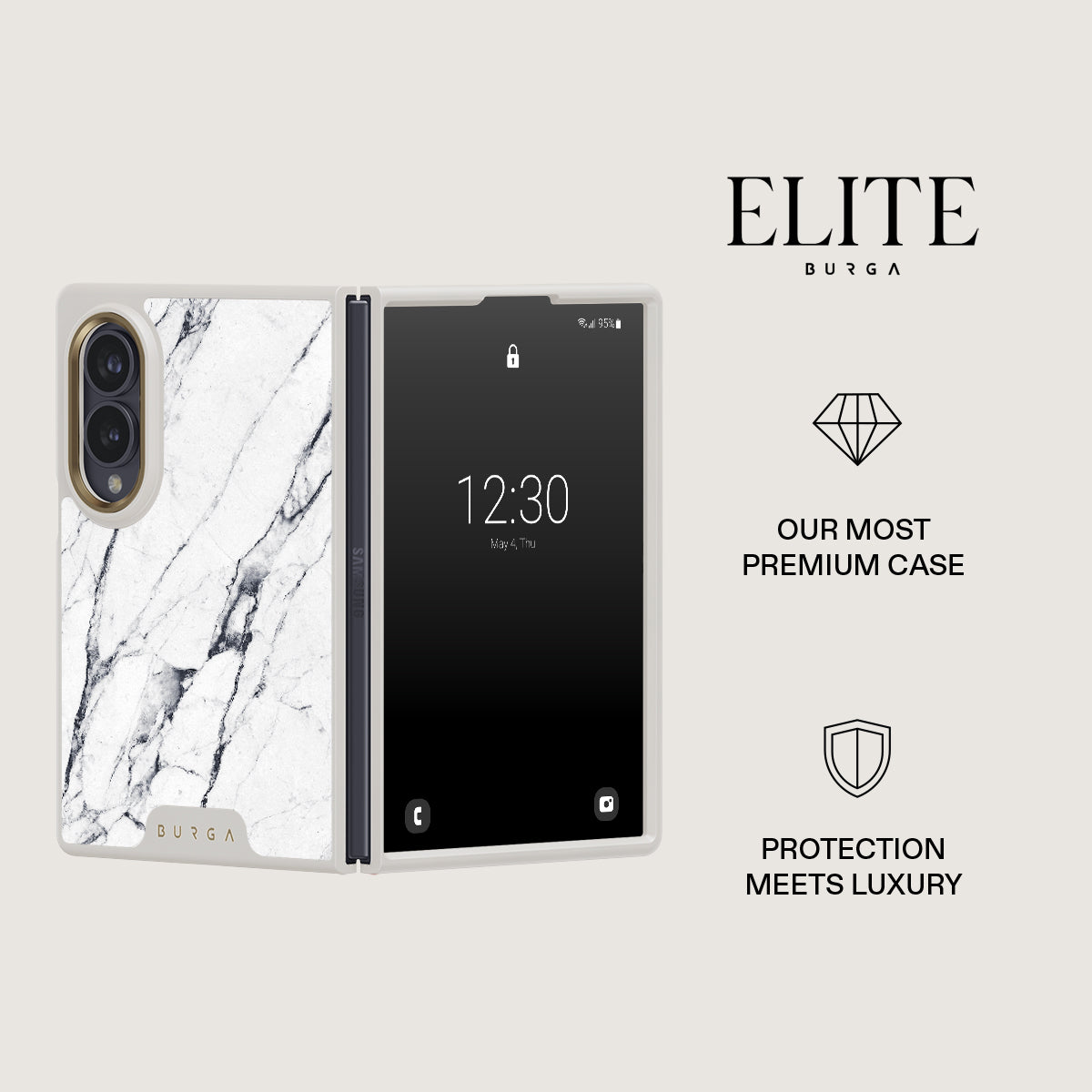 Satin White - Marble Samsung Galaxy Z Fold 8 Case