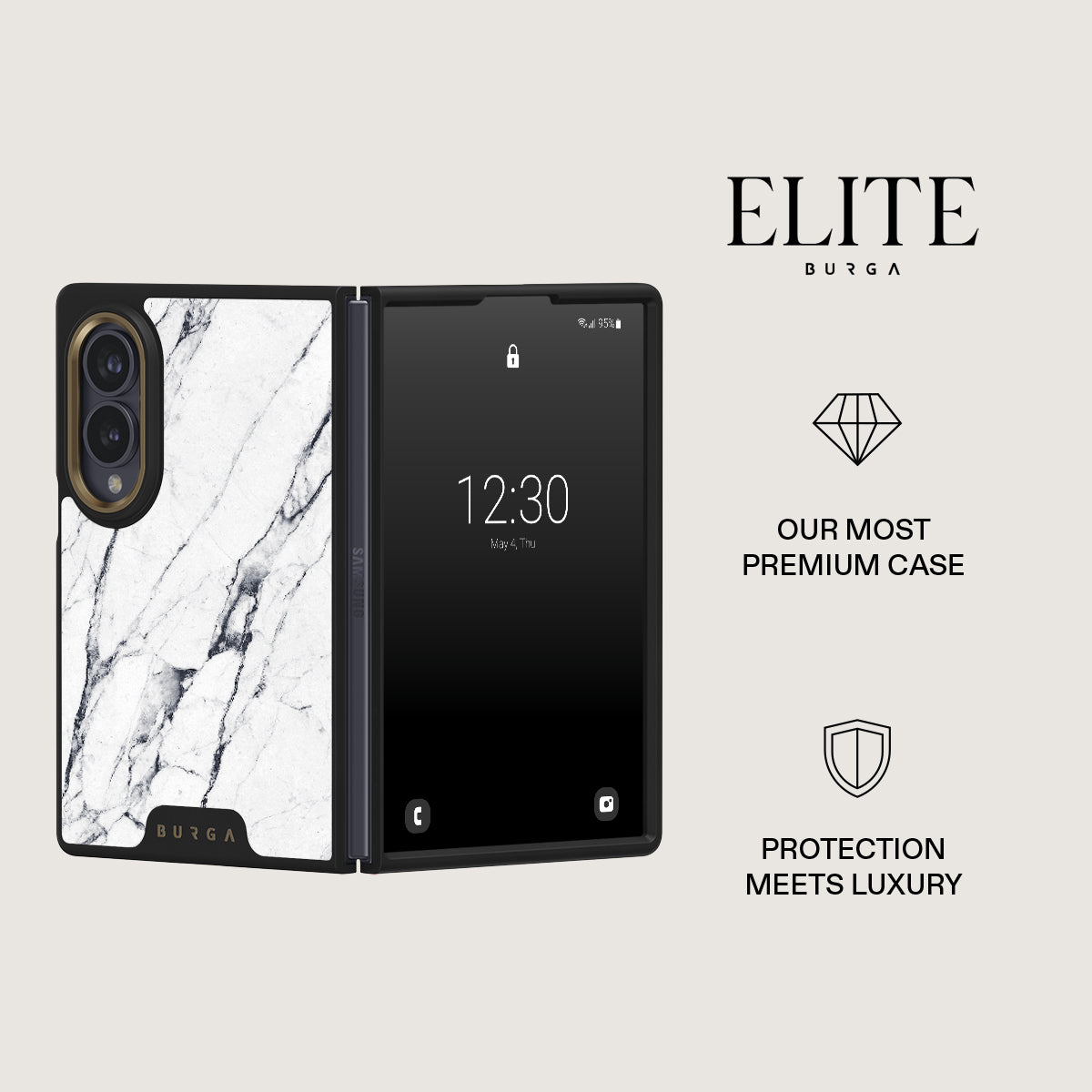 Satin White - Marble Samsung Galaxy Z Fold 8 Case